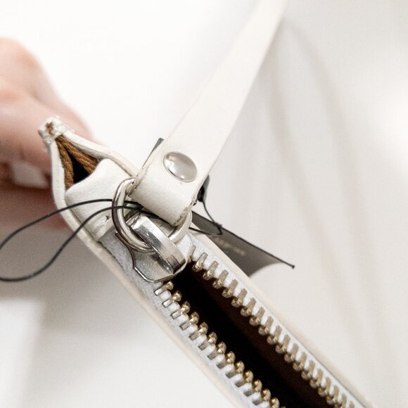 MARTINA MORI Made in Italy Genuine Leather Wristlet Pouch / White + Silver NWT - Picture 2 of 6